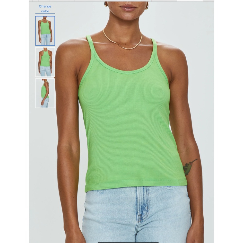 Pistola Women's Paloma Tank Top Medium Lime Green Ribbed Racer Back NWT